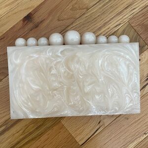 Cream Marble Acrylic Clutch